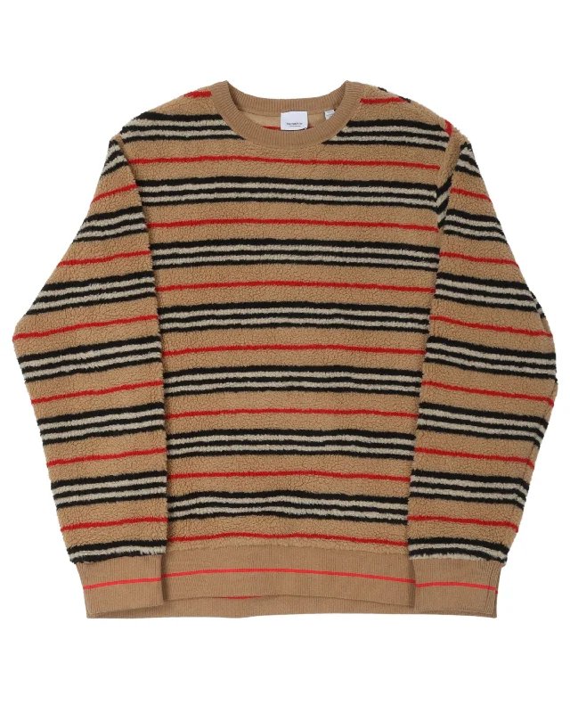 Fleece Stripped Sweater Hooded Caped Shawl Collar