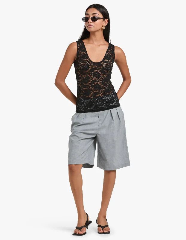 Wallis Lace Scoop Neck Tank - Black scoop neck tank