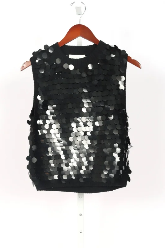 Cora Tank - Black with Sequins coral tank top