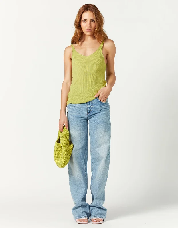 Emily Knit Tank - Lime workout tank top