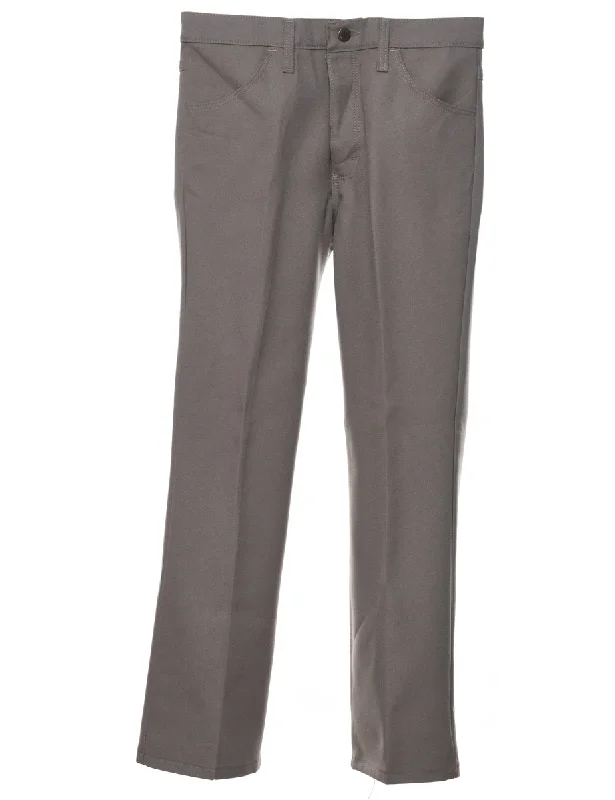 1970s Wrangler Grey Straight-Fit Smart Trousers - W30 L21 Trousers Office Stylish
