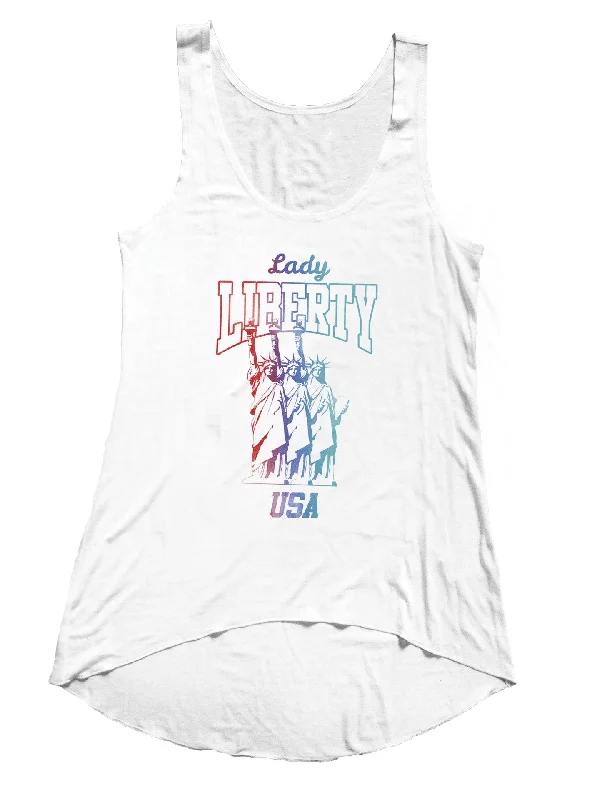 4th & Rose Lady Liberty High Low White Tank seamless tank top