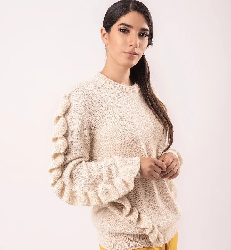 Luis Fringe Sleeve Sweater Chenille Brocade Lace