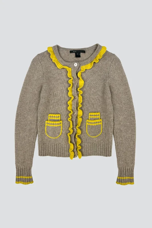 Marc Jacobs Yellow Trim Cardigan Mesh Fabric Canvas Fabric Denim Fabric