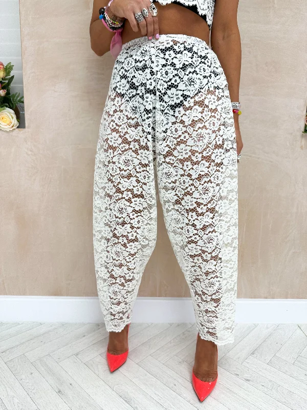 Sweet Dreams Lace Balloon Trousers In Cream Trousers Recommended Stylist