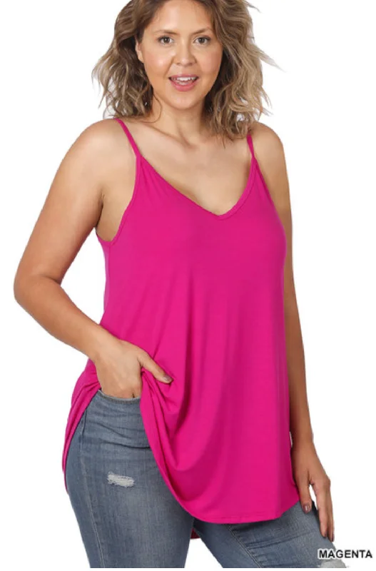 Many Colors - Reversible Spaghetti Strap Swing Cami Tank - L-3X (Listing 1 of 3) chic tank top