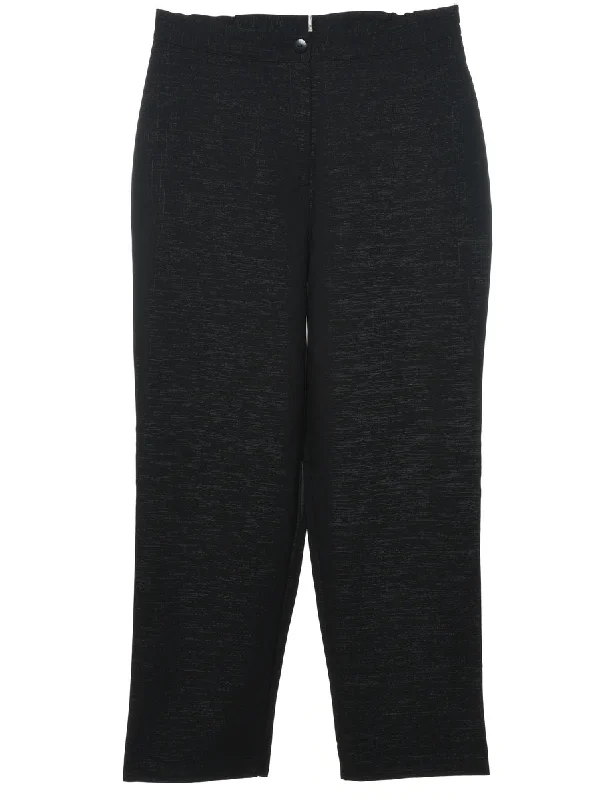 Black Classic Tapered Trousers - W34 L29 Trousers Flared Retro
