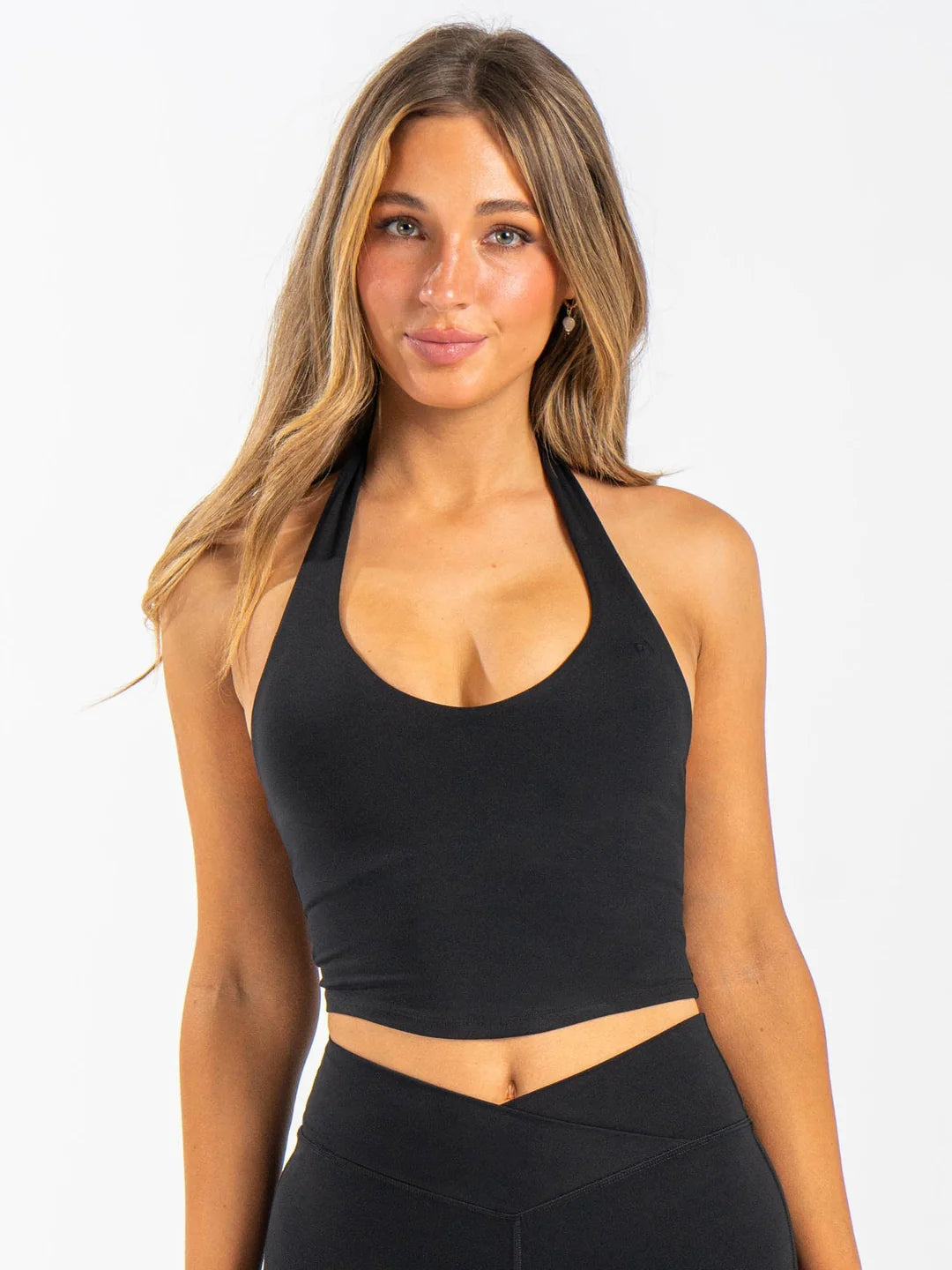 Ryderwear | NKD Halter Shelf Tank - Black strappy tank top