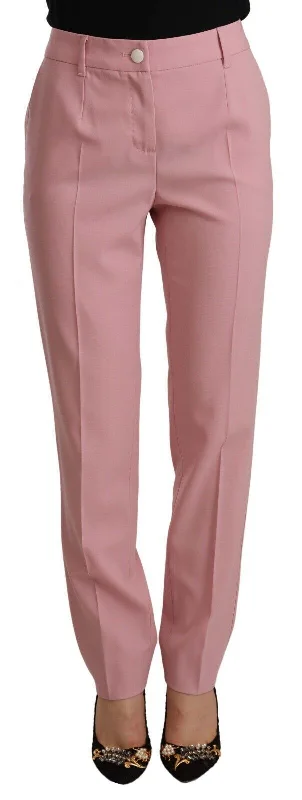 Dolce & Gabbana Elegant Pink High-Waisted Trousers Trousers Silk Elegant