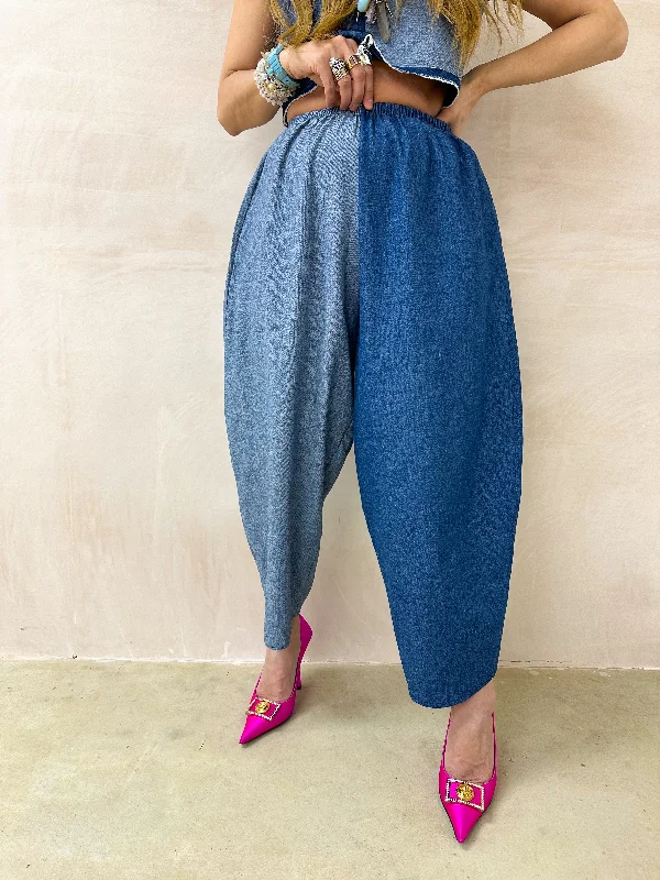 The Genie Balloon Trousers In Contrast Denim Trousers Formal Black