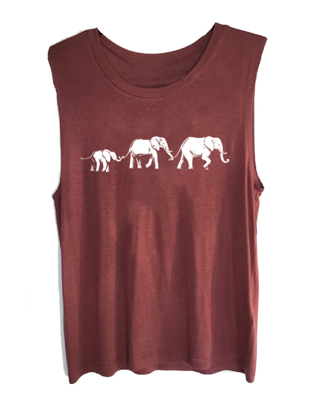 4th & Rose One Love Elephant Berry Muscle Tank modal blend tank