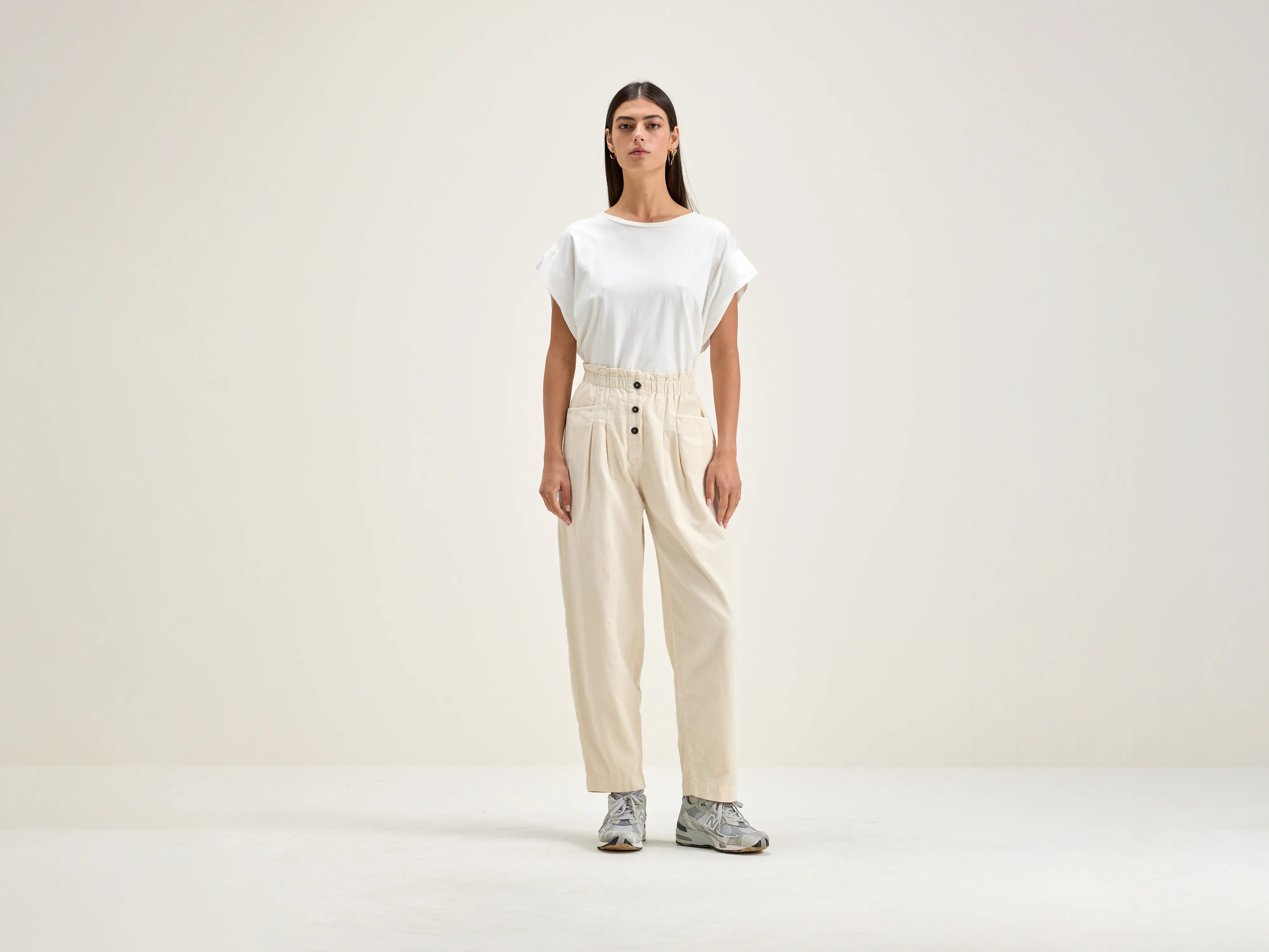 Lilo paperbag trousers (242 / W / CREAM) Trousers sophisticated sleek