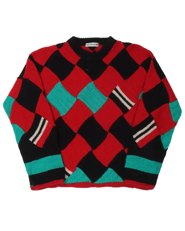 Multicolor Knit 1990s Sweater Nylon Fabric Polyester Fabric Spandex Fabric