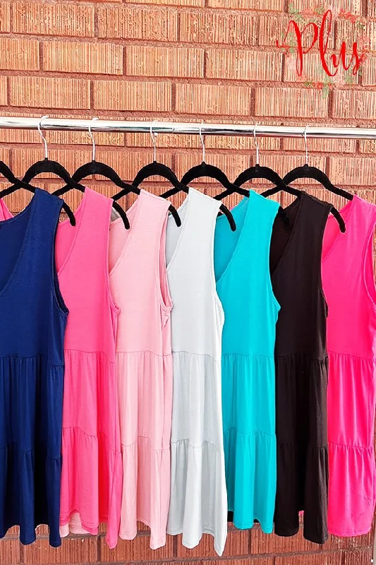Neon Pink Tiered Tank activewear tank top