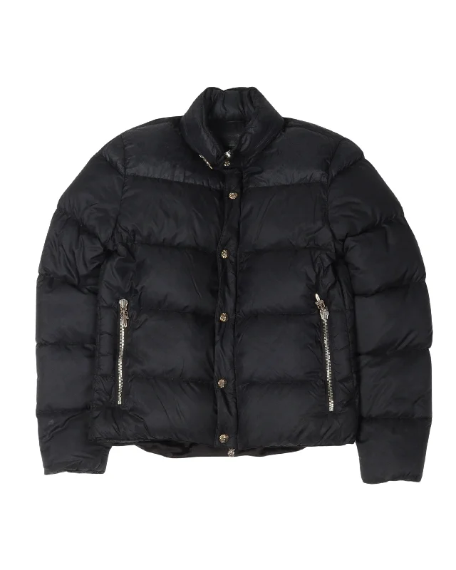 Tonal Monogram Puffer Jacket with Packable Hood Knit Fabric Woven Fabric Fleece Fabric Tonal Monogram Puffer Jacket with Packable Hood Knit Fabric Woven Fabric Fleece Fabric