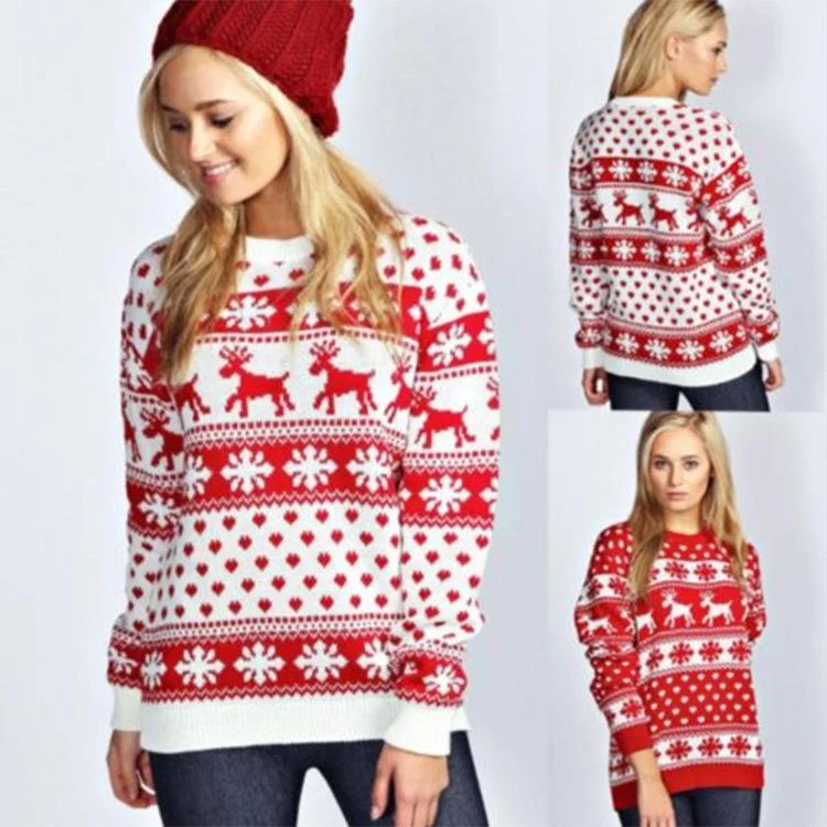 Reindeer Christmas Sweater Chenille Blend Fleece Blend Nylon Blend