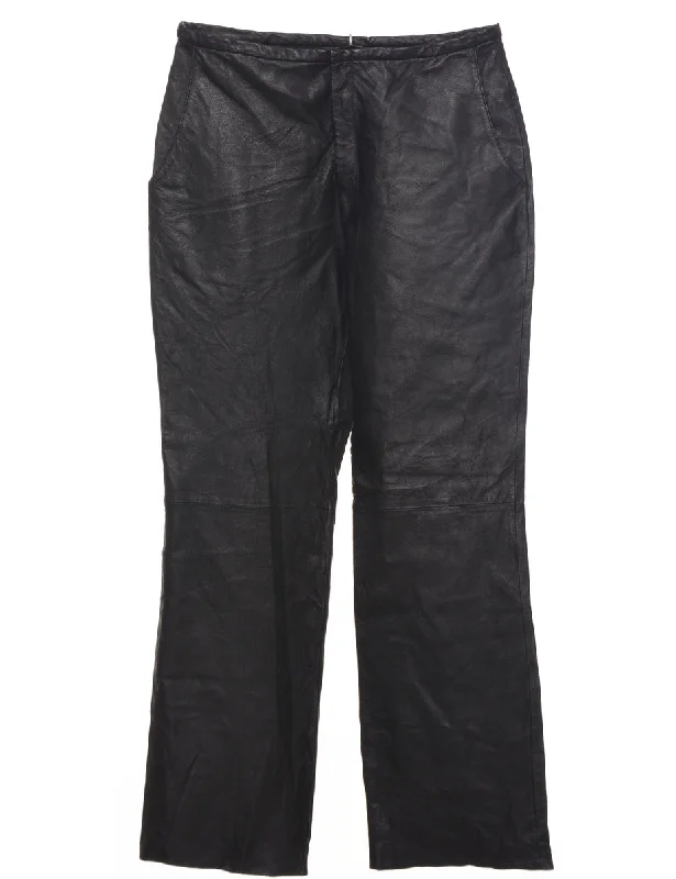 Black Leather Trousers - W31 L31 Trousers Leather Faux