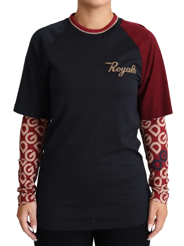 Dolce & Gabbana Multicolor Royals Cotton Crewneck Sweater Cotton Fabric Linen Fabric Terry Fabric Dolce & Gabbana Multicolor Royals Cotton Crewneck Sweater Cotton Fabric Linen Fabric Terry Fabric