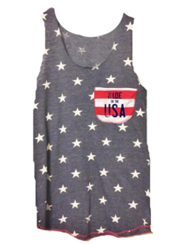4th & Rose Made in the USA All Over Stars Pocket Hit Tank athletic tank top