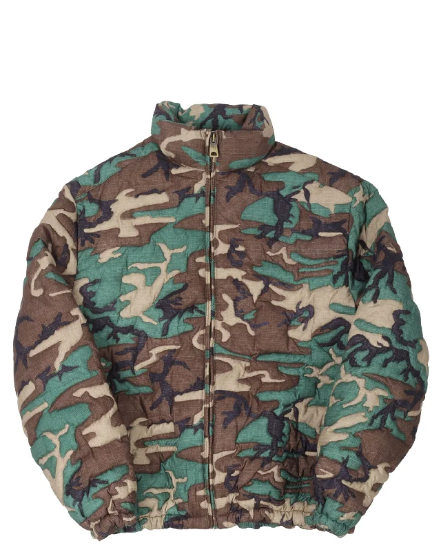 Down Filled Camouflage Puffer Jacket Rayon Fabric Velvet Fabric Corduroy Fabric