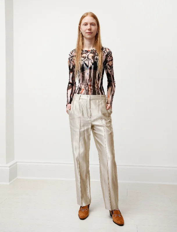Service Trouser Beige Stripe Trousers Bridal Satin