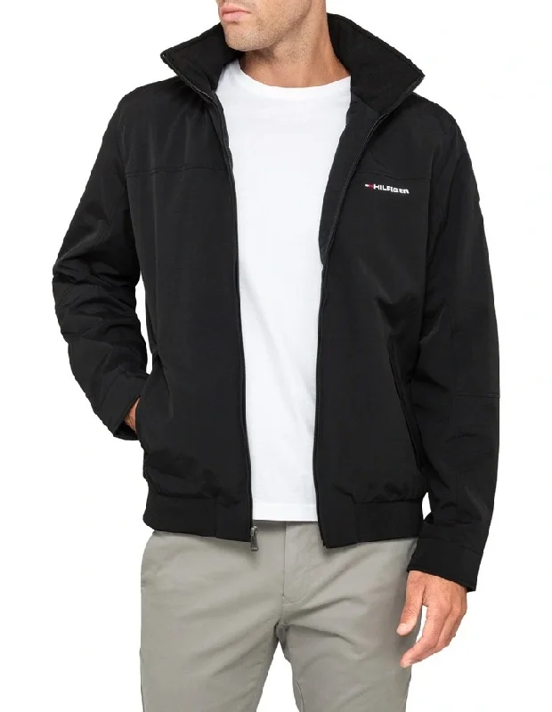 TH Yatch Windbreaker Black Jacket Satin Jacket Silk Jacket Chiffon Jacket