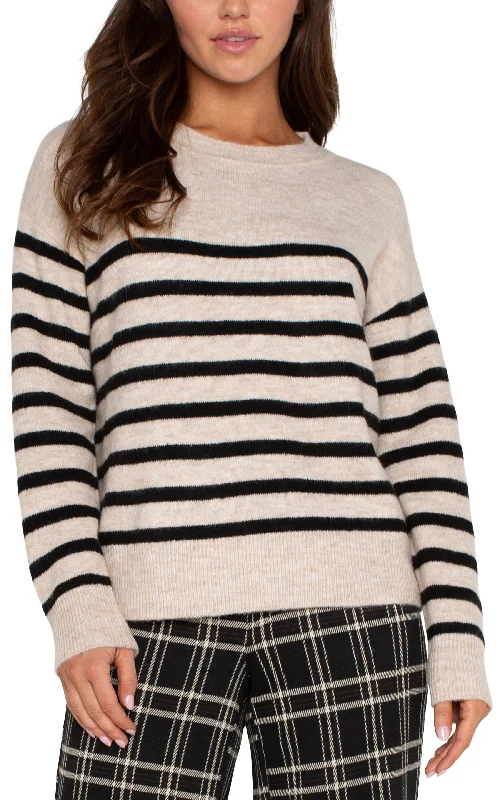 LONG SLEEVE CREW NECK DROP SHOULDER SWEATER Terry Blend Velvet Blend Canvas Blend