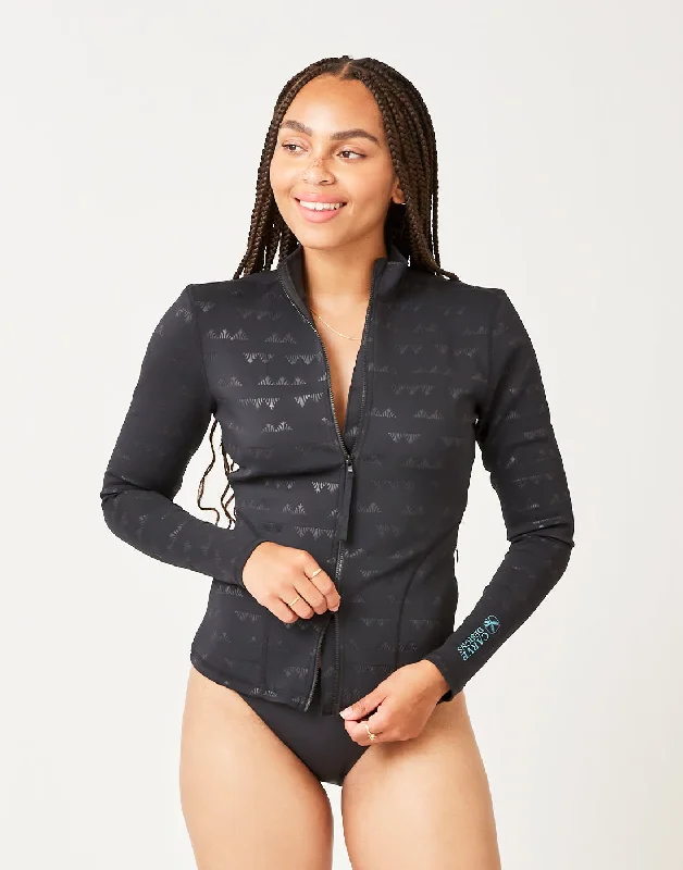Stella Zip-Up Jacket: Black Cascade Embossed Chenille Jacket Brocade Jacket Lace Jacket Stella Zip-Up Jacket: Black Cascade Embossed Chenille Jacket Brocade Jacket Lace Jacket