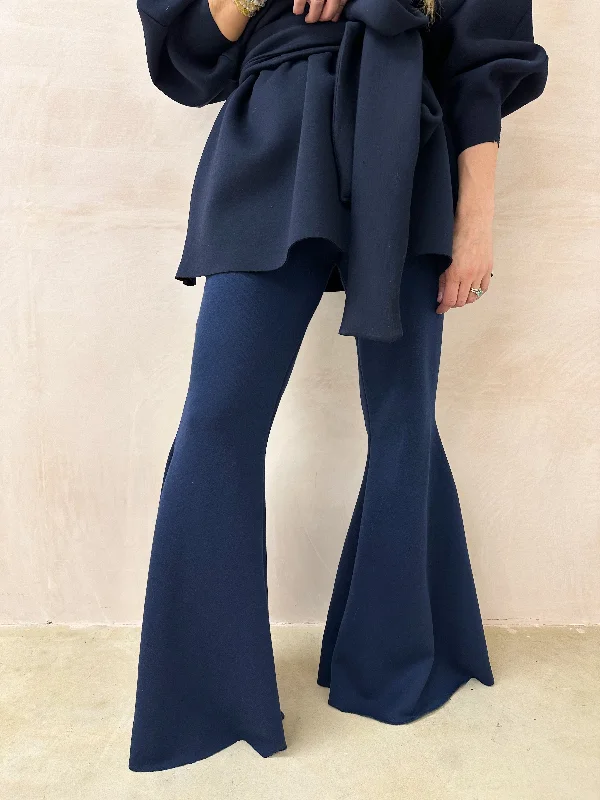 Extreme Flare Sweatshirt Trousers In Midnight Blue Trousers Ceremony Elegant
