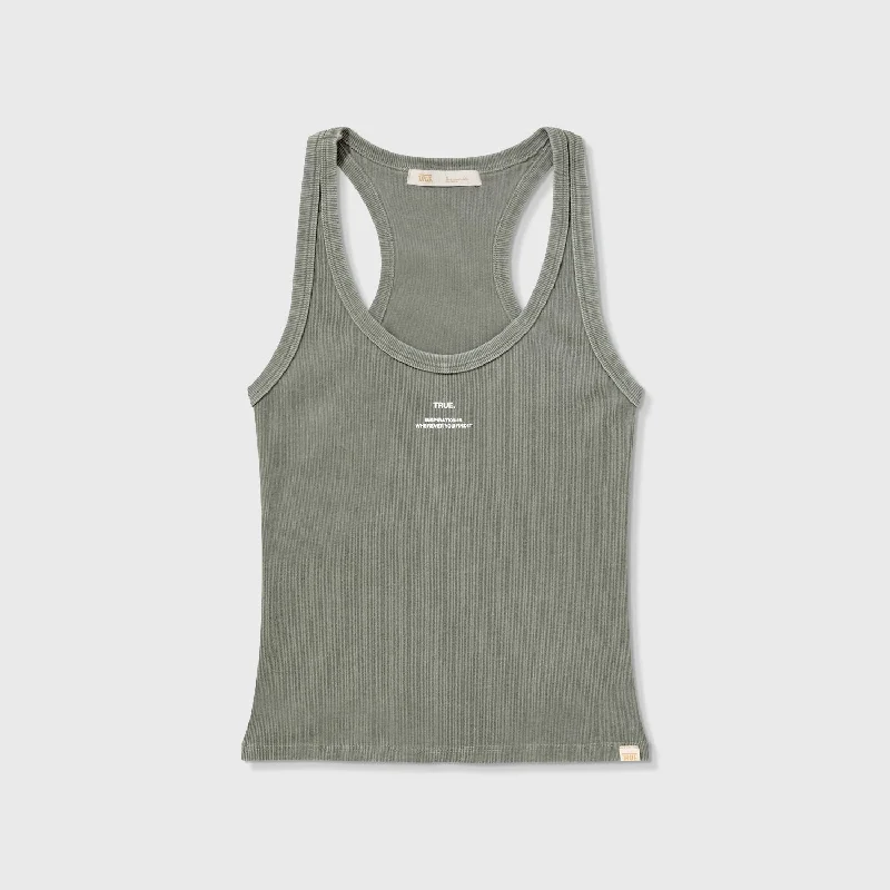 Washed Ribbed Tank Top - Light Gray cotton tank top