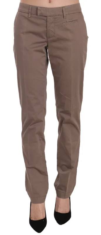 Dondup Chic Brown Straight Cut Trousers Trousers Hiking Durable