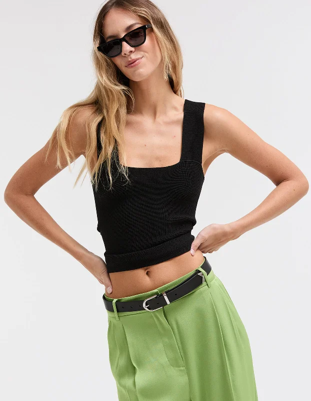 Jayne Knit Tank - Black spandex blend tank