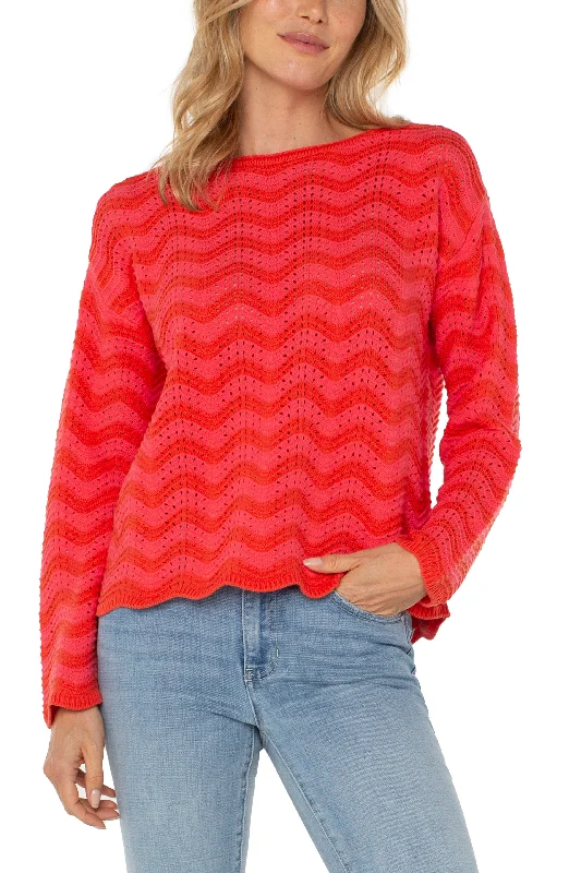 LONG SLEEVE BOATNECK SWEATER Knit Fabric Woven Fabric Fleece Fabric