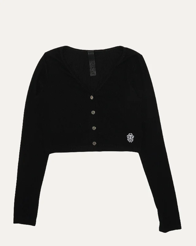 Cropped Vine Dagger Cardigan Sweater Silk Blend Satin Velvet