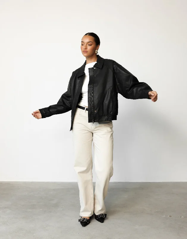 Malachi Jacket (Black) One-Shoulder Jacket Off-the-Shoulder Jacket Asymmetrical Jacket