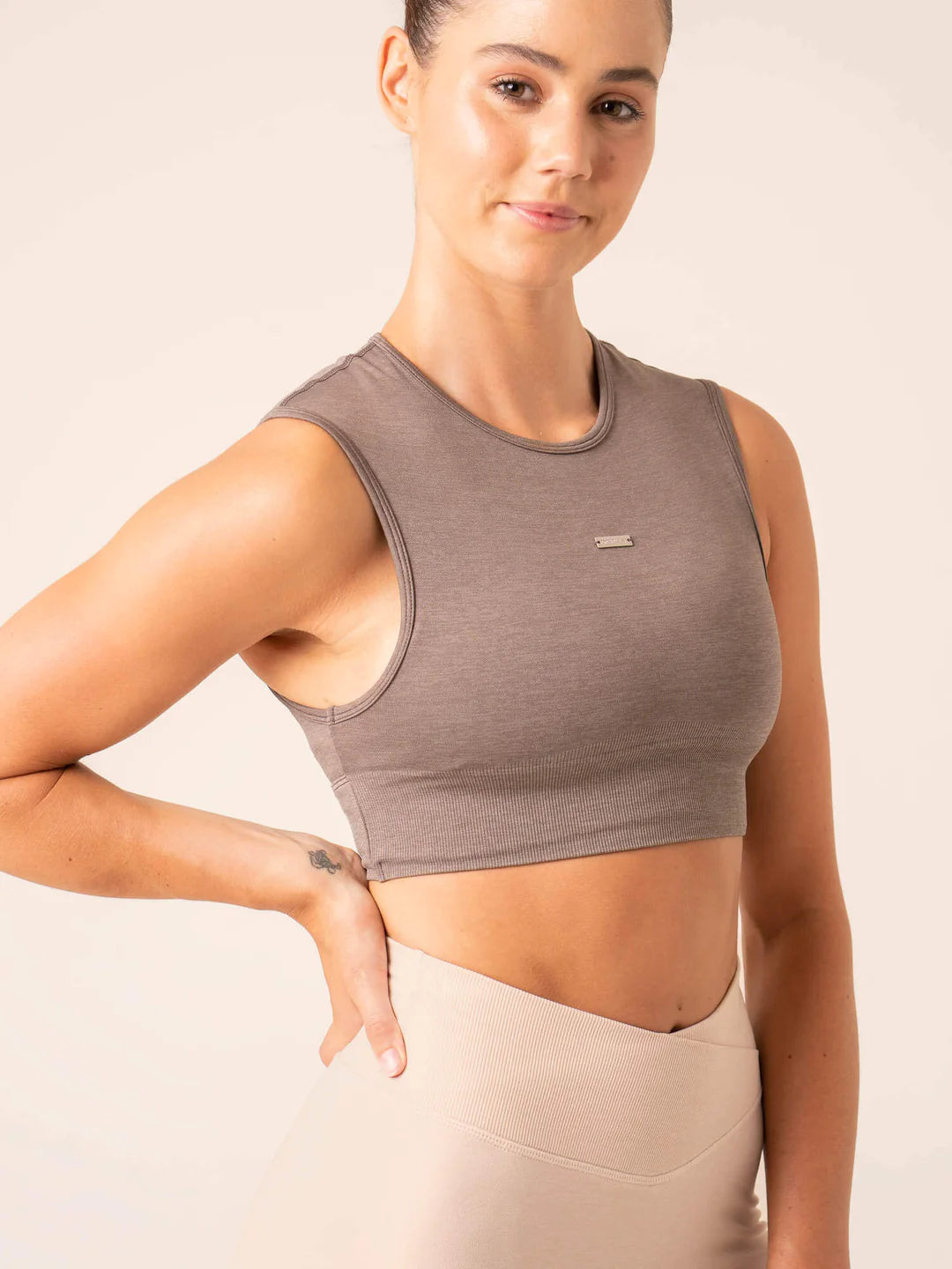 Ryderwear | Focus Seamless Tank - Taupe Marl loose fit tank