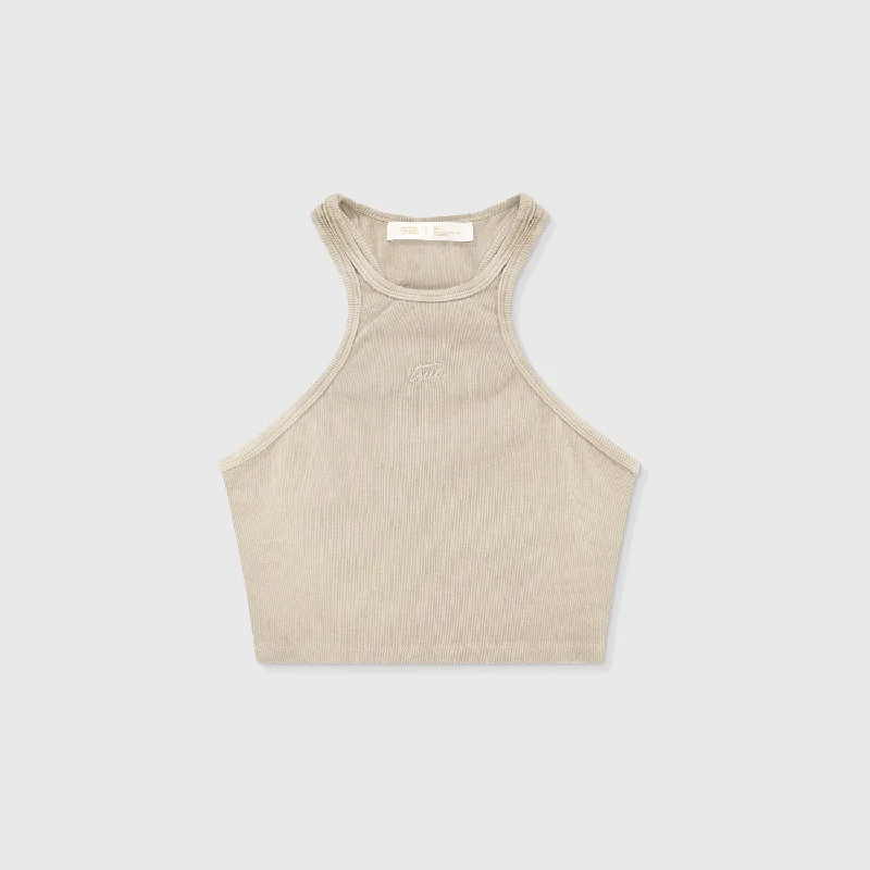 Core Ribbed Crop Tank Top - Sand modal blend tank