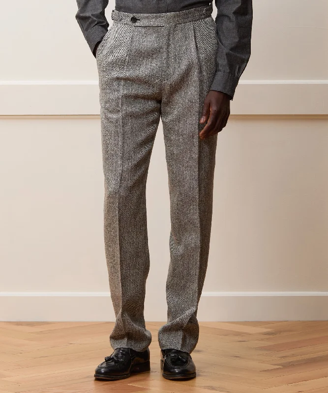 Italian Silk Linen Side Tab Trouser Trousers Palazzo Wide Leg