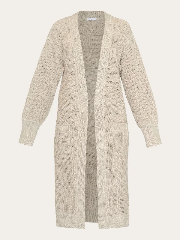 Cardigan mixed yarns light knit - OCS/Vegan - Light feather gray Real Fur Shearling Chenille