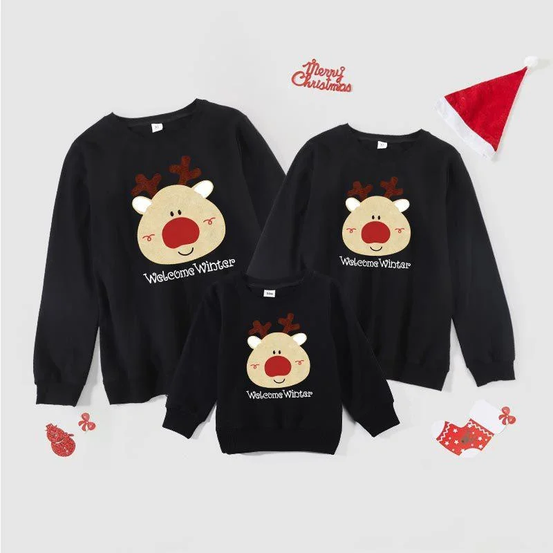 Matching Family Christmas Sweaters Beaded Sweater Sequined Faux Fur