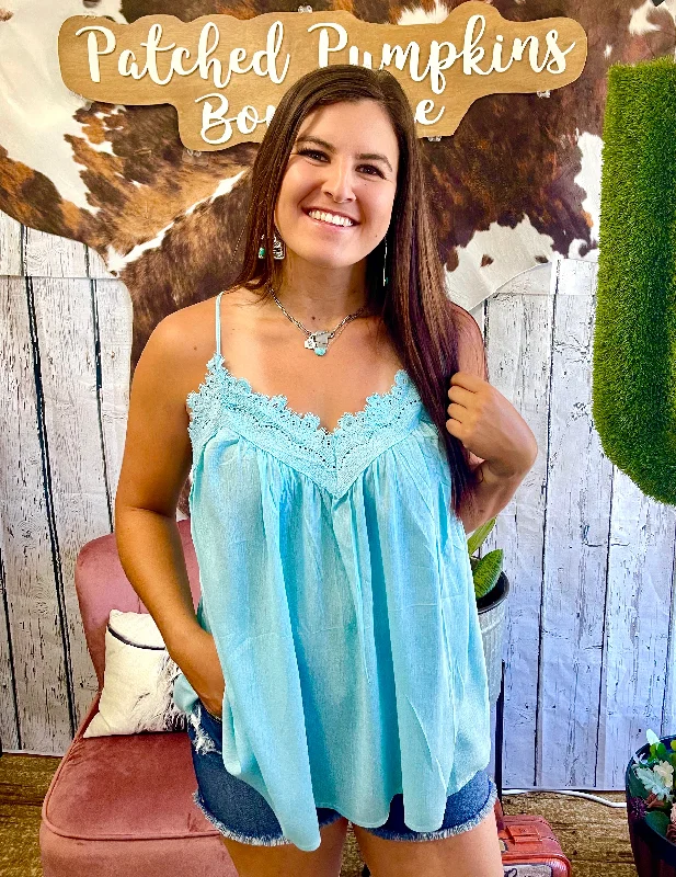 Teresa tank -Aqua Blue relaxed fit tank