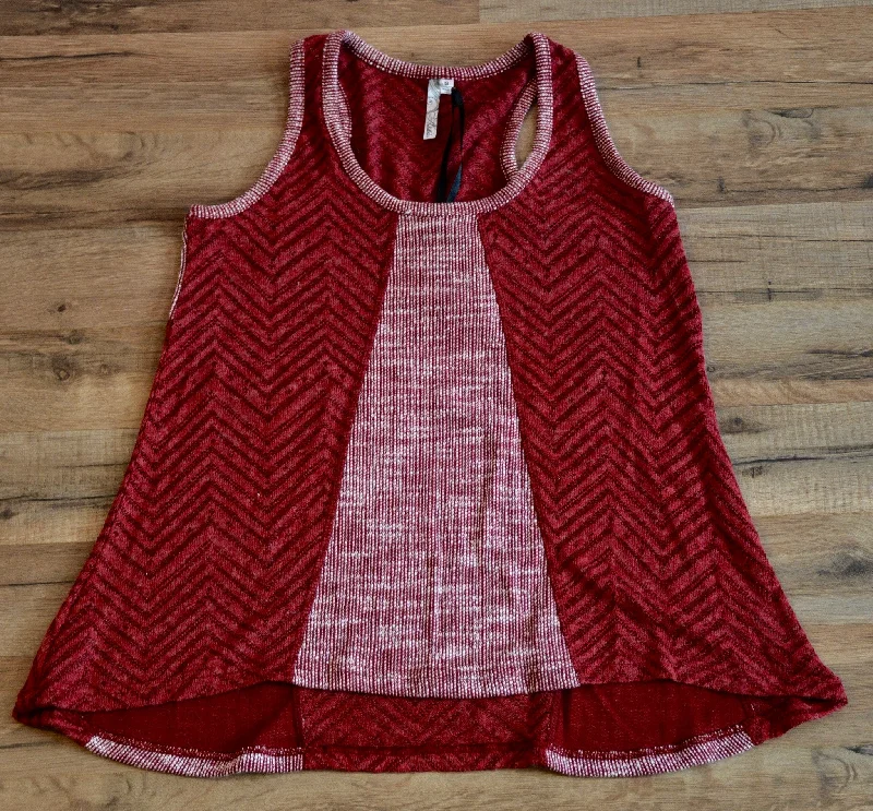 Brick Red Knit Sweater Tank silver tank top