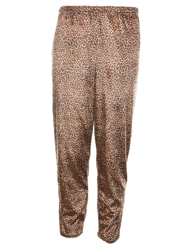 1990s Leopard Print Velour Trousers - W28 L29 Trousers Party Sparkling