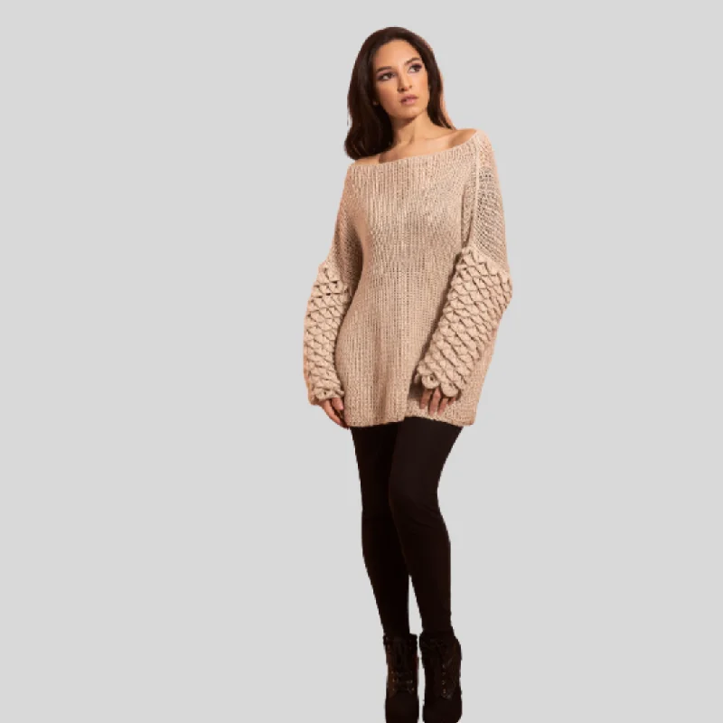 Eleodora Spike Sleeve Handwoven Alpaca Sweater Boxy Sweater Fitted Sweater A-Line