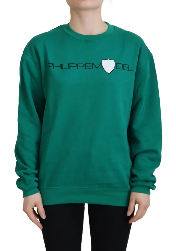 Philippe Model Chic Green Printed Long Sleeve Sweater Cashmere Blend Cotton Blend Poly Blend Philippe Model Chic Green Printed Long Sleeve Sweater Cashmere Blend Cotton Blend Poly Blend