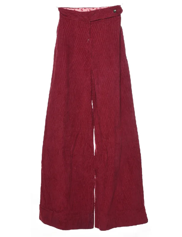 1970s Wide-Leg Corduroy Trousers - W22 L32 Trousers Business Professional