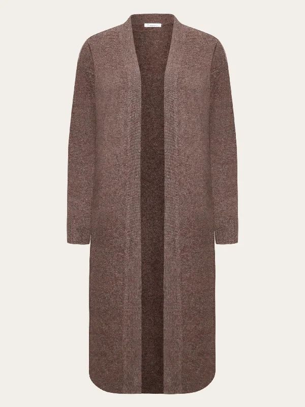 Lambswool long cardigan - RWS - Demitasse (brown) Boxy Cardigan Fitted Cardigan A-Line