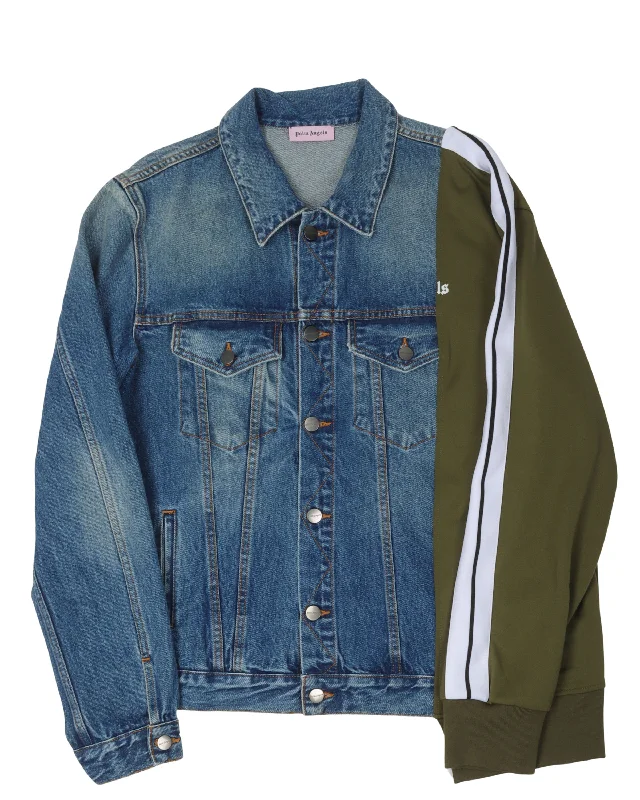 Hybrid Denim Track Jacket Trench Coat Raincoat Waterproof Jacket