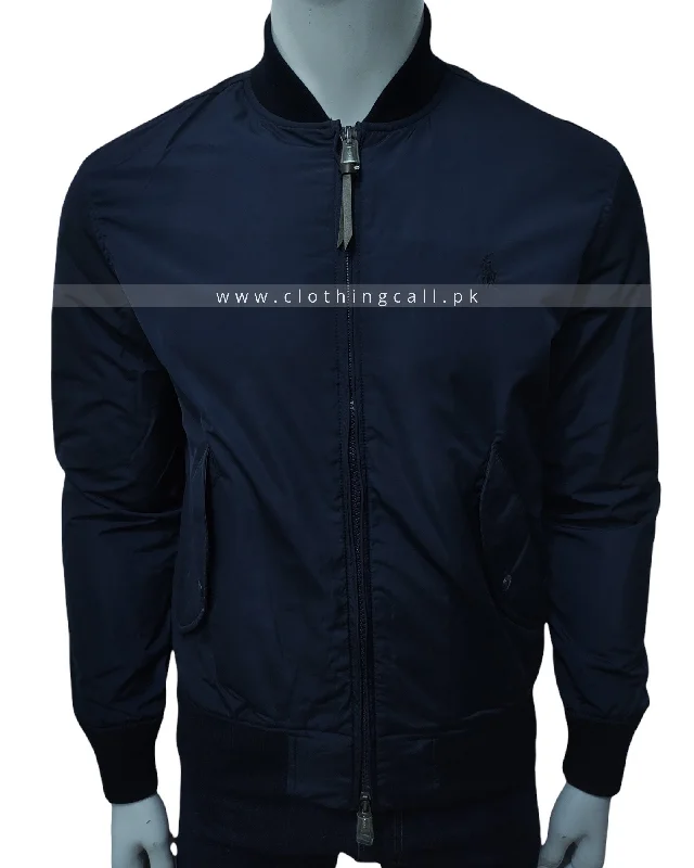 RL Lightweight Bomber Navy Blue Jacket Welt Pockets Slit Pockets Flap Pockets