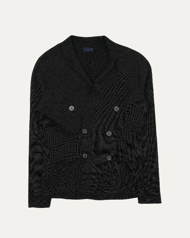 Double Breasted Cardigan Front Pockets Side Pockets Patch Pockets